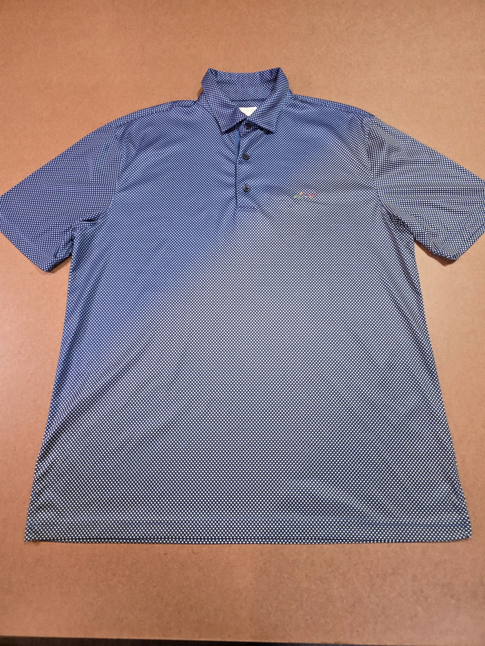 Greg Norman Mens Collection Navy Micro-Pattern Polo Large